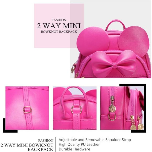 Bowknot Polka Dot Mini Backpack And Convertible Shoulder Bag Purse for Women - Picture 4 of 7